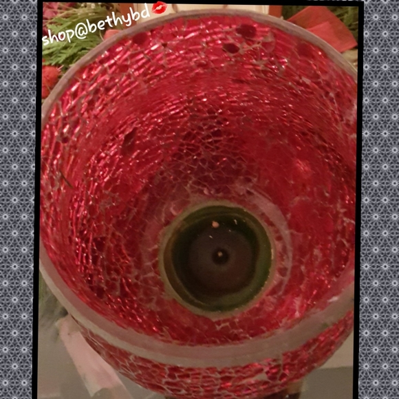 Large Red Designer Speckled Candleholder - Picture 4 of 4